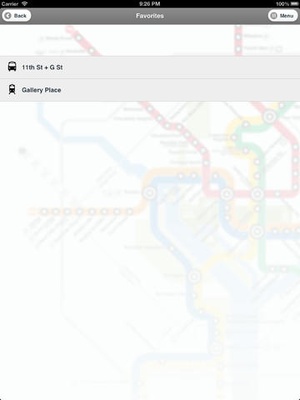 Screenshot DC Metro and Bus Pro on iPad