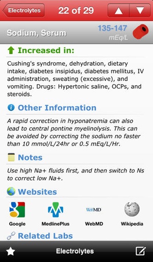 Screenshot Pocket Lab Values on iPhone