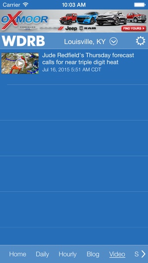 Screenshot WDRB Weather App on iPhone
