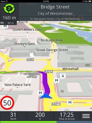 Screenshot GPS navigation BE on iPad