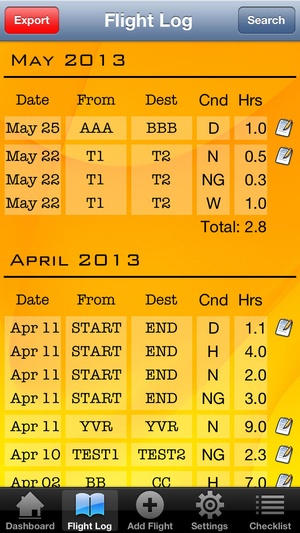 Screenshot Army Flight Log on iPhone
