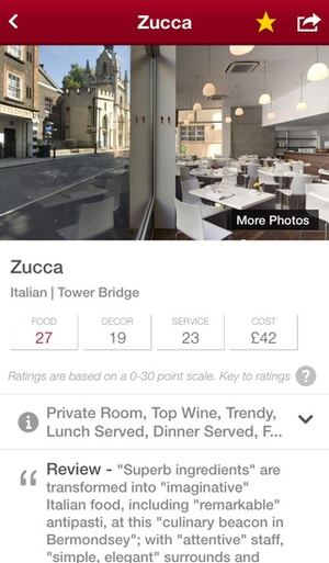 Screenshot Zagat on iPhone