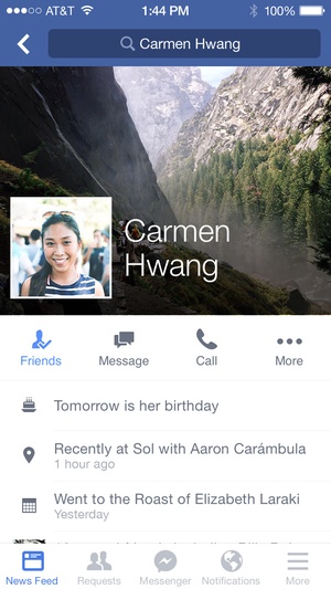 Screenshot Facebook on iPhone