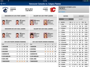 Screenshot Canucks on iPad