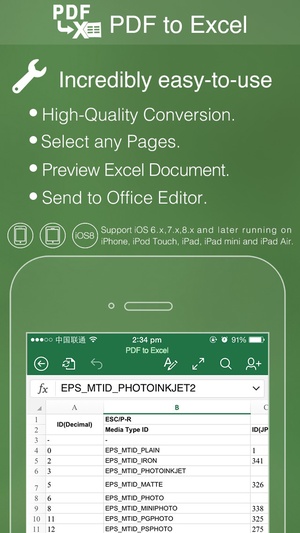 Screenshot PDF to Excel on iPhone