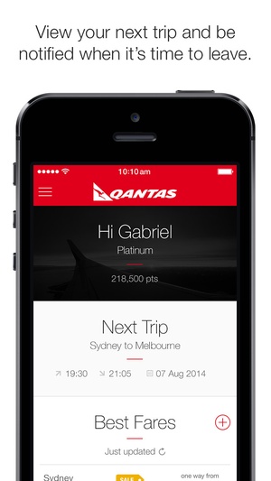 Screenshot Qantas Airways on iPhone