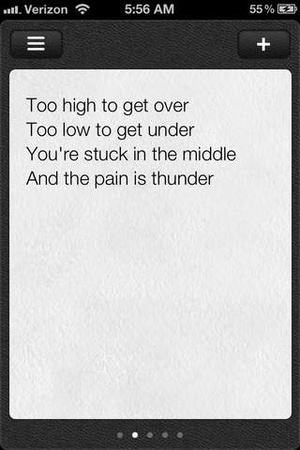Screenshot Verses notebook + rhyming dictionary on iPhone