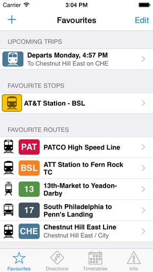 Screenshot TransitTimes Philly on iPhone