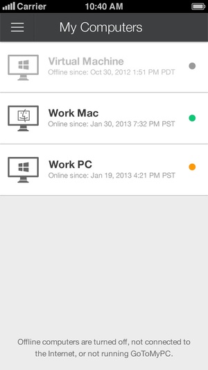 Screenshot GoToMyPC (Remote Desktop) on iPhone