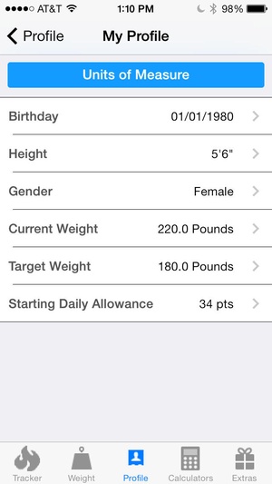 Screenshot Pts. Calculator With Weight and Exercise Tracker for Weight Loss on iPhone