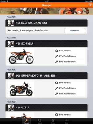 Screenshot KTM Assistant on iPad