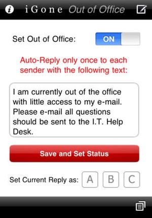 Screenshot iGone Out of Office (Outlook Web Access) on iPhone