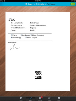 Screenshot iFax on iPad