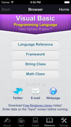 Screenshot Visual Basic Programming Language on iPhone