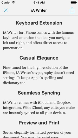 Screenshot iA Writer on iPhone
