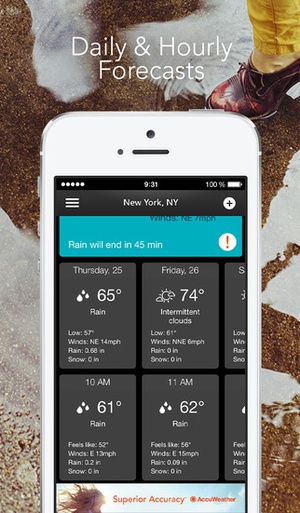 Screenshot MinuteCast by AccuWeather – minute on iPhone