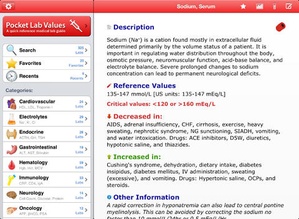 Screenshot Pocket Lab Values on iPad