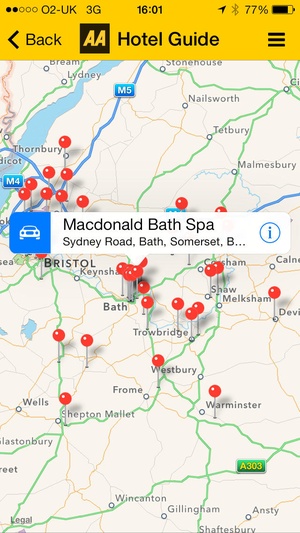 Screenshot 2014 AA Hotel Guide on iPhone