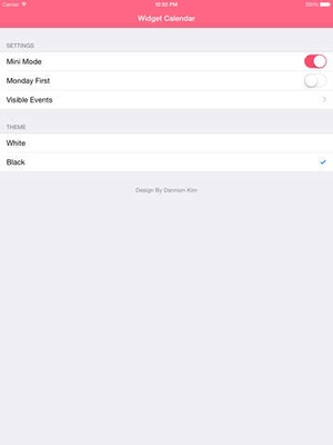 Screenshot Widget Calendar on iPad