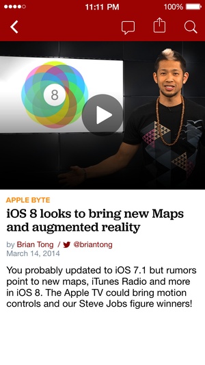 Screenshot CNET on iPhone