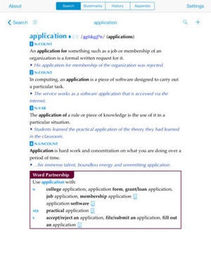 Screenshot Collins COBUILD Advanced Dictionary of American English on iPad