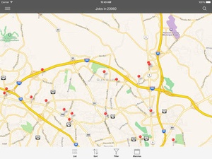 Screenshot Job Search on iPad
