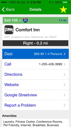 Screenshot iExit Interstate Exit Guide on iPhone