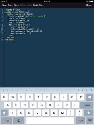 Screenshot Visual Basic Programming Language on iPad