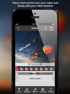 Screenshot Veditor: Video editor and movie maker studio for YouTube and Instagram and Vine on iPad