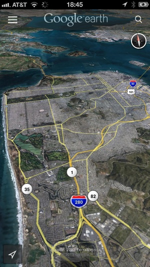 Screenshot Google Earth on iPhone