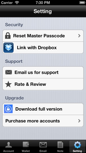 Screenshot Password Secure Manager Lite Free on iPhone