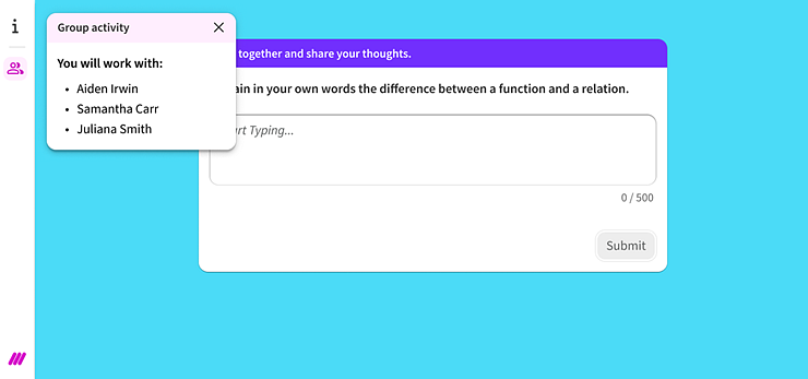 Turn & Talk with Group displayed