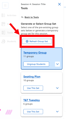 Refresh Group Set button in the Tools panel