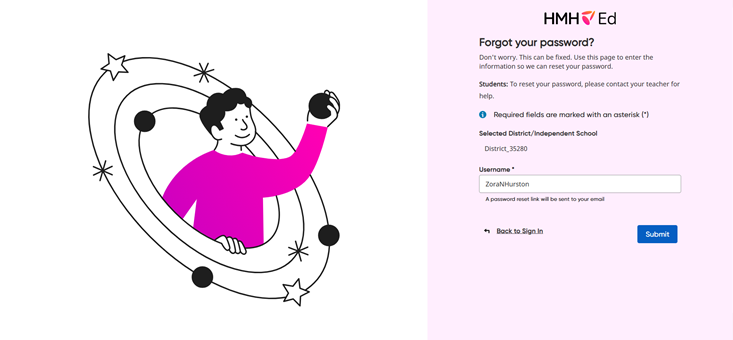 Forgot password page