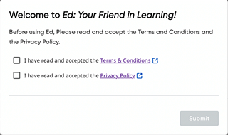Terms and Conditions dialog box