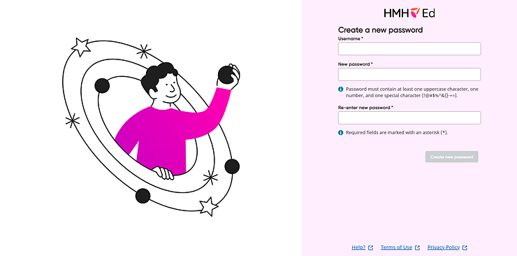 Create New Password page