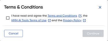 Terms & Conditions dialog box Terms & Conditions dialog box