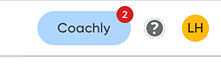 Coachly tab showing a red circle with the number 2