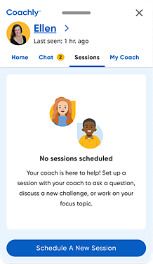 Coachly panel with Sessions tab selected