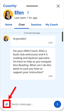 Chat panel showing attachment icon