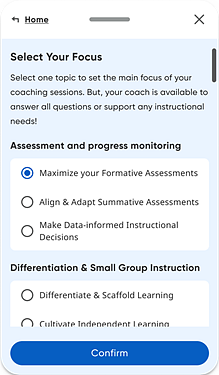 Select Your Focus page with topic selected