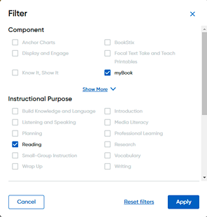 More Filter dialog box
