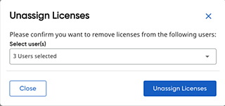 Unassign Teacher Licenses dialog box confirmation