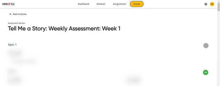 Items in completed assessment