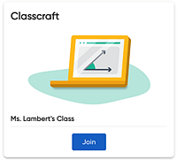 Classcraft box showing a Join button