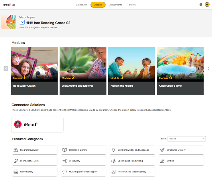 Discover page showing selected program