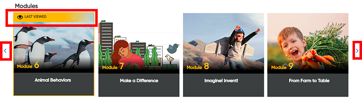 Module Widget arrows and last viewed identifier