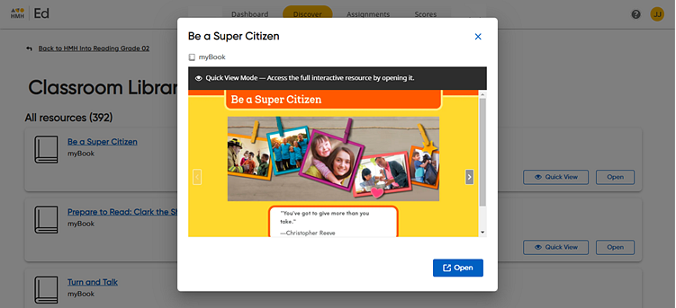 Quick View dialog box