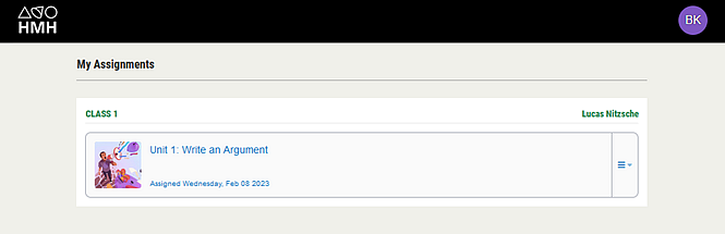 Writing Task Assignments page