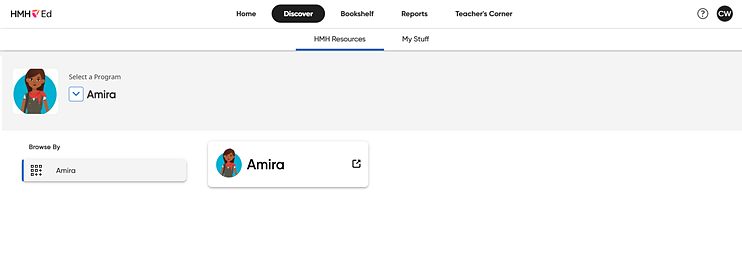 Amira card with Open button highlighted